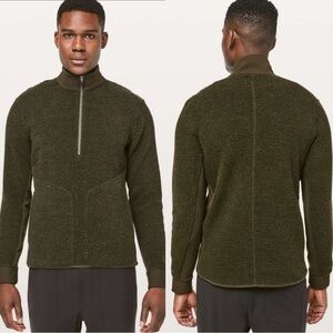 LULULEMON Tundra Trek 1/2 Zip Heathered Dark Olive Wool Blend Size XS